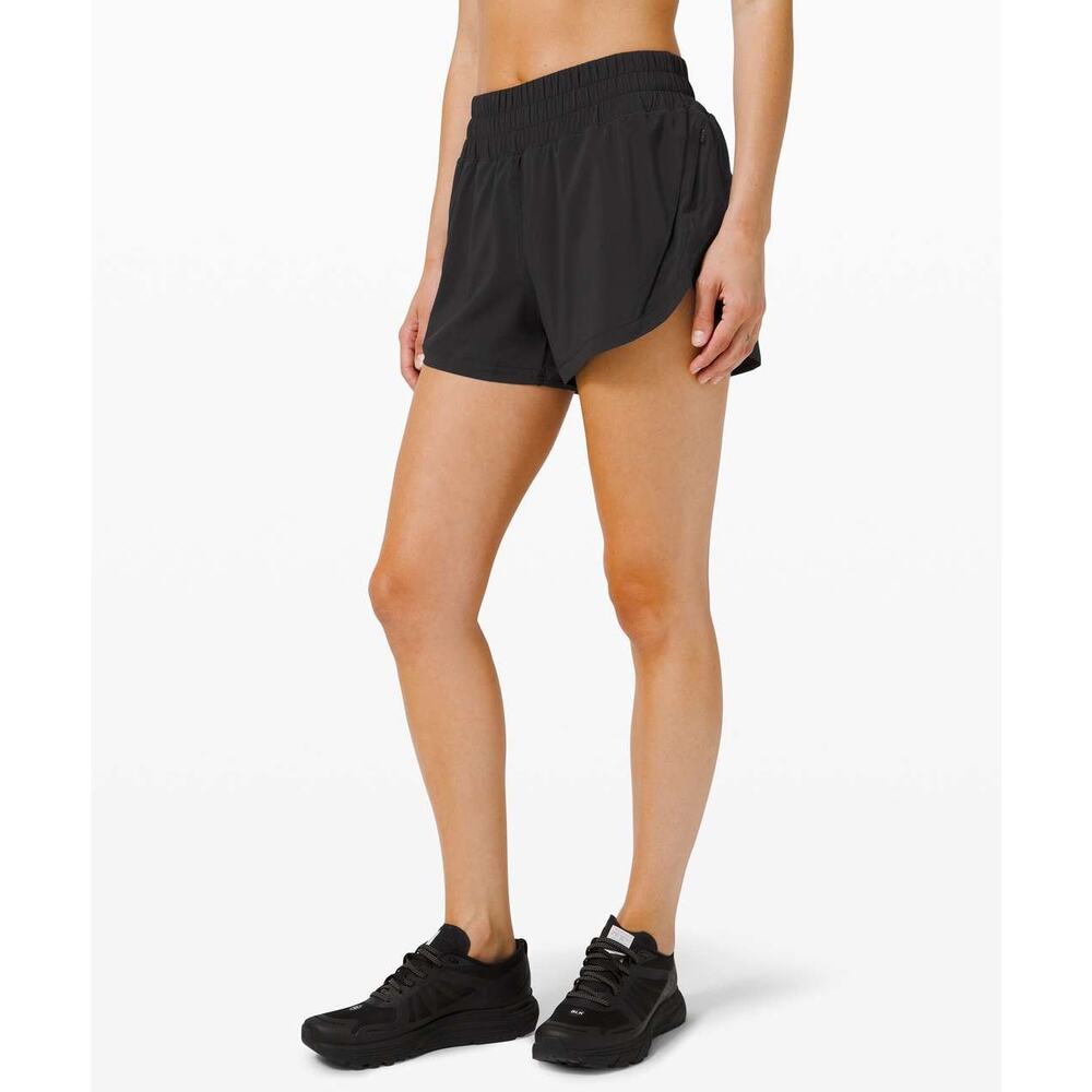 Lululemon Black Track That High Rise 3" Lined Shorts Size 8 Workout Athleisure